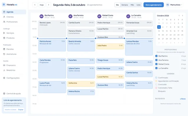 Agenda do Horario.vc no computador