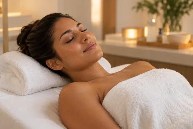 Cliente relaxando na maca