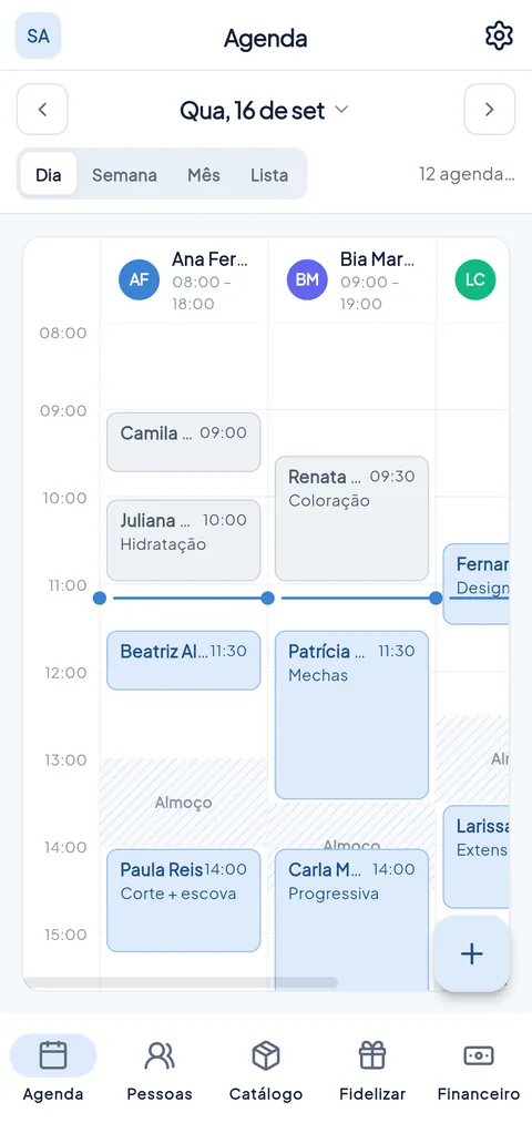 Tela do Horario.vc no celular